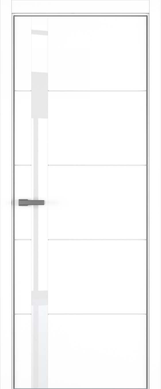 Groove ДО ART Lite Lacobel White Pure 800*2000 Белая эмаль (43) ALU Серая под 2 петли зпз 196
