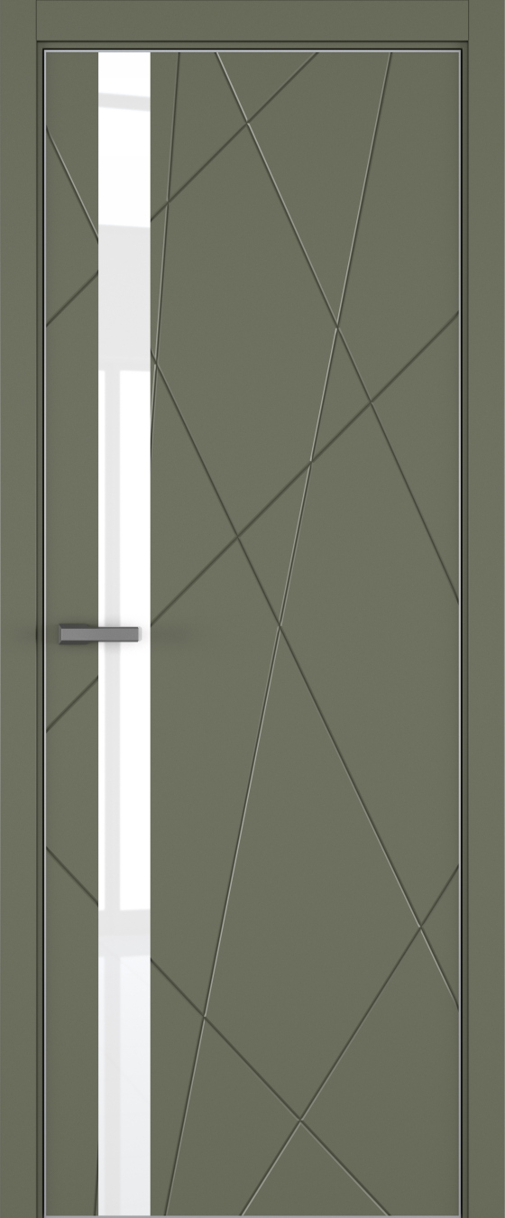 Chaos ДО ART Lite Lacobel White Pure 800*2000 Оливковая эмаль ALU Серая 2 петли зпз 196