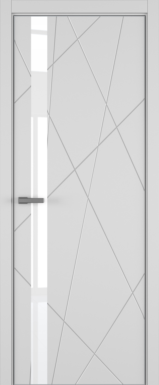 Chaos ДО ART Lite Lacobel White Pure 800*2000 Светло-серая эмаль (43) ALU Серая под 2 петли зпз 196