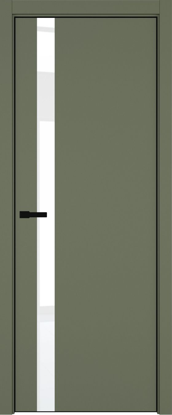 H2 ДО ART Lite Lacobel White Pure 800*2000 Оливковая эмаль ALU Черная под 2 петли зпз 196